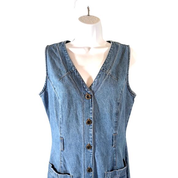 Vintage 90s Y2K St. John’s Bay Denim Button Front Dress Womens 4 Petite - Picture 3 of 5